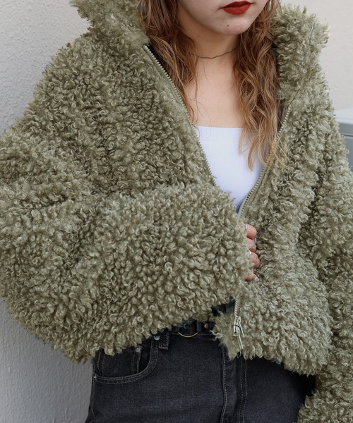 Mili affinity ブルゾン アウター プードルボアルーズシルエットダブル