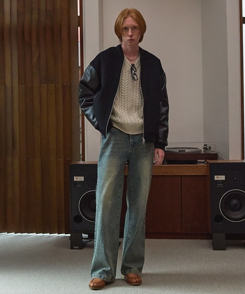 LURAKU スタジャン 「LURAKU」wool melton stadium jacket/ウール