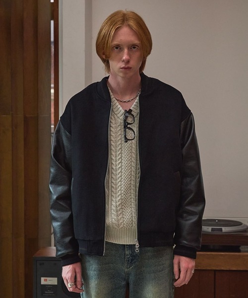 LURAKU スタジャン 「LURAKU」wool melton stadium jacket/ウール