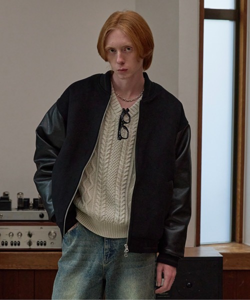 LURAKU スタジャン 「LURAKU」wool melton stadium jacket/ウール