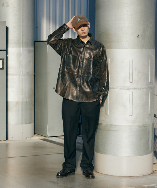 JOURNAL STANDARD シャツ ゴートレザー クラックワークシャツ