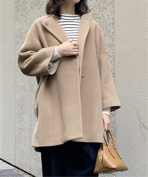 NOBLE（ノーブル） ノーカラーコート 36 ベージュ レディース