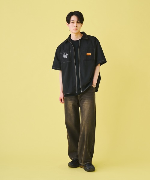 Remember. シャツ 「Remamber×UNIVERSAL OVERALL」ZIP UP SS WORK 
