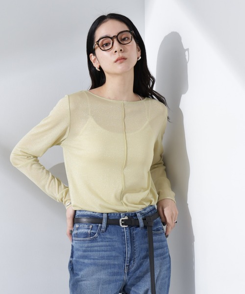 tシャツ ラメシアーカットトップス レディース