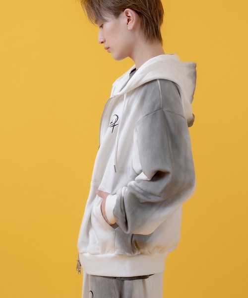 improves パーカー グランジ加工 裏毛スウェット ジップパーカー