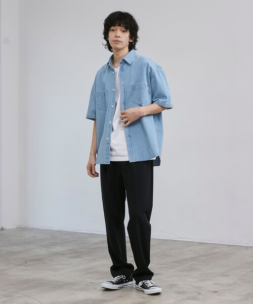 coen（コーエン） シャツ 半袖 「C.DENIMS」デニムルーズシャツ メンズ