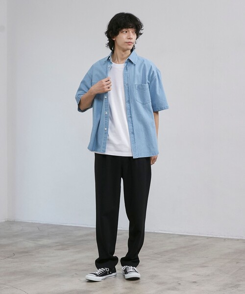 メンズ デニム ルーズシャツ 大人 カジュアル 韓国スタイル e163 coen シャツ 「C.DENIMS」デニムルーズシャツ メンズ : ZOZOTOWN