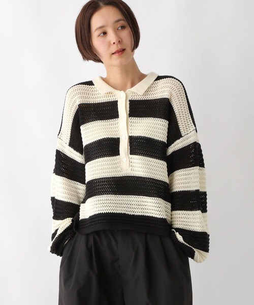 LEPSIM（レプシィム） ニット セーター 7ゲージラガー長袖メッシュ