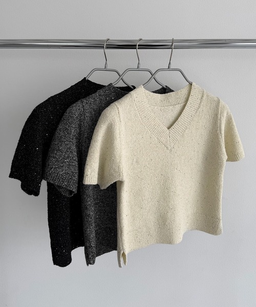 callautia（カラウティア） ニット セーター スパンコールVネック