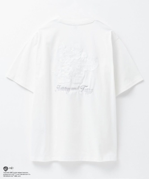 売れ筋商品|||イーブン アンド オド Tシャツ レディース トップス Print T-shirt - white tシャツ 「Tom＆Jerry /トムとジェリー 」合皮ワッペンTシャツ