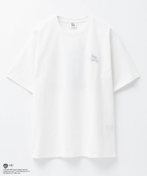 売れ筋商品|||イーブン アンド オド Tシャツ レディース トップス Print T-shirt - white tシャツ 「Tom＆Jerry /トムとジェリー 」合皮ワッペンTシャツ