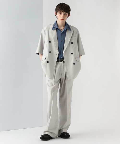 【美品】即完売レア HARE スーツ ダブルジャケット セットアップ APC HARE ジャケット テーラードジャケット 「SET UP対応」メランジ