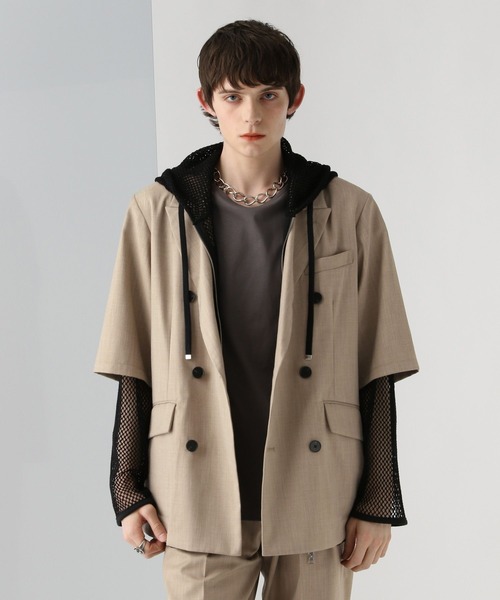 【美品】即完売レア HARE スーツ ダブルジャケット セットアップ APC HARE ジャケット テーラードジャケット 「SET UP対応」メランジ