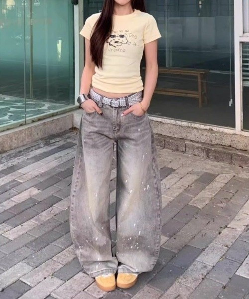 もん吉8 MONO8 ジーンズ デニム デニムパンツ ワイドデニムパンツ