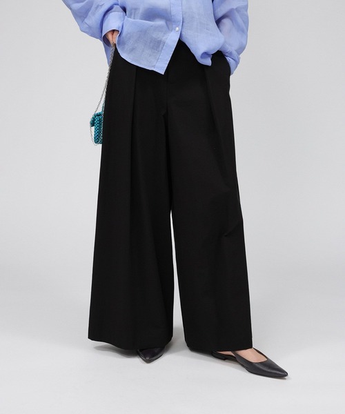 BABYLONE パンツ ダンプタックワイドパンツ レディース