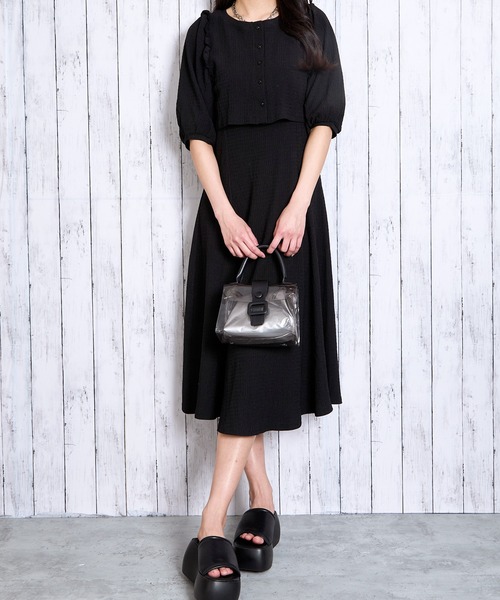 【美品】前後使用できる２WAYワンピース BAB ワンピース 「低身長向けサイズあり」クロシェ前後2WAY