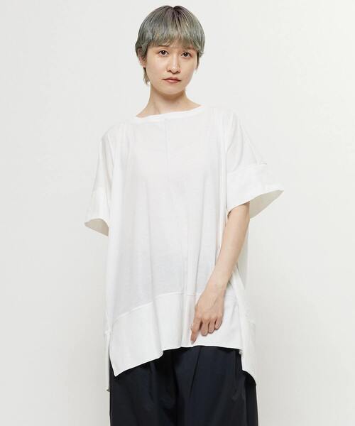 tシャツ 「nota della mano sinistra（ノータ デラ マノ シニストラ）」センター切替スリットBIGトップス レディース