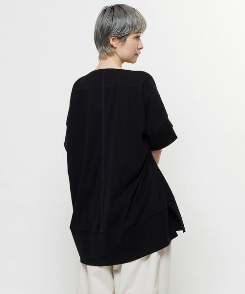 tシャツ 「nota della mano sinistra（ノータ デラ マノ シニストラ）」センター切替スリットBIGトップス レディース soffitto tシャツ 「nota della mano sinistra（ノータ デラ