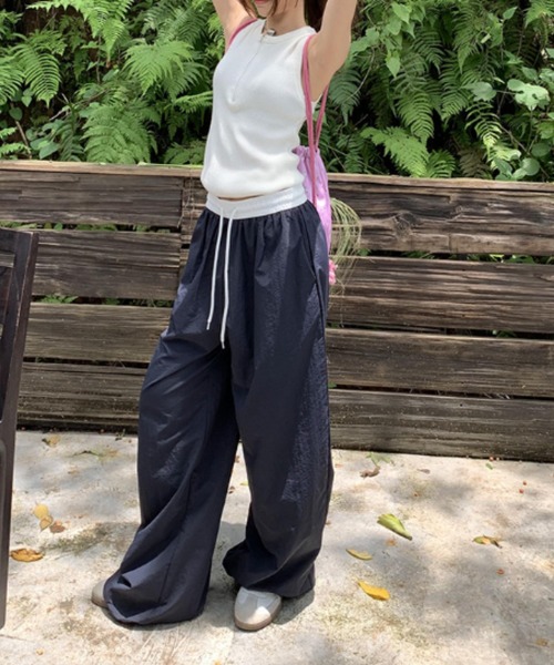 パンツ ウエストバイカラーナイロンパンツ レディース : ZOZOTOWN