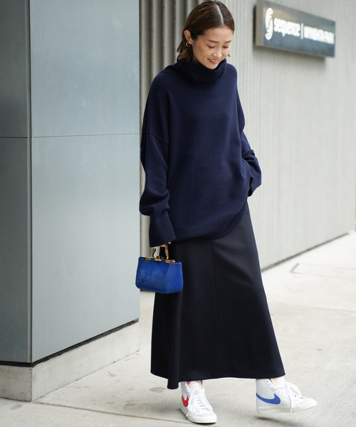 Deuxieme Classe タートルネックワンピース ニット ネイビー Deuxieme Classe（ドゥーズィエムクラス） タートルネックニット FREE