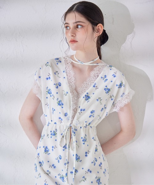 etre loin（エトルワン） ワンピース Lace trimming flower dress