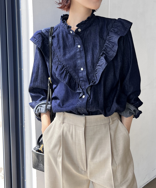 「Spick & Span」 長袖ブラウス - ブルー レディース Spick＆Span 「Spick & Span」 長袖ブラウス FREE ブルー
