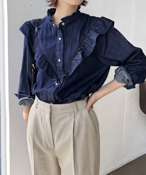 Spick＆Span 「Spick & Span」 長袖ブラウス FREE ブルー系