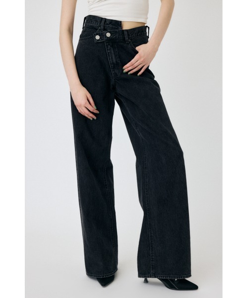 MOUSSY クロスウエストワイドストレートデニム ダークブルー CROSS WAIST WIDE STRAIGHT/クロスウエストワイドストレート