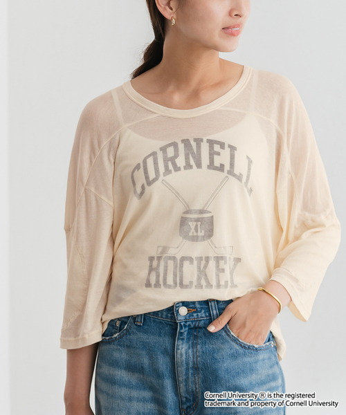 tシャツ OUT OF FRAMe SheerHockeyTシャツ Cornel レディース