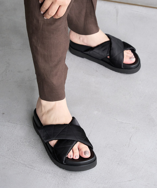 「LE TALON」 フラットサンダル X-LARGE ブラック×ブラック レディース_画像4