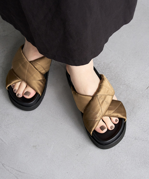 「LE TALON」 フラットサンダル X-LARGE ブラック×ブラック レディース_画像8