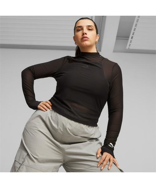 「PUMA」 長(zhǎng)袖カットソー LARGE ブラック レディース