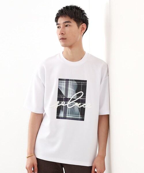 THE SHOP TK tシャツ コード刺繍フォトプリント半袖Tシャツ 「洗濯機OK 