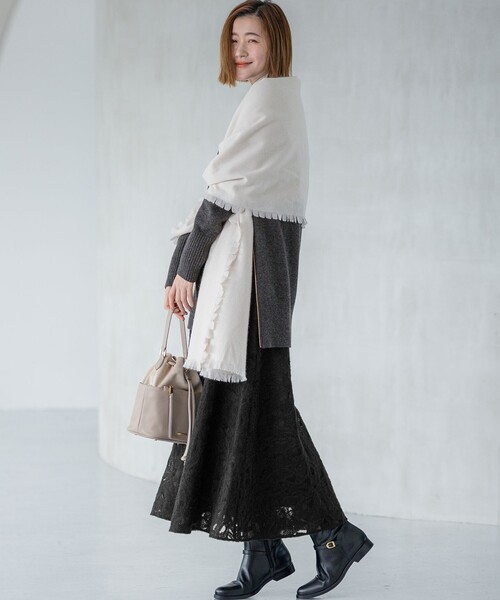 23区（ニジュウサンク） ストール マフラー ピュアカシミヤ フリンジ