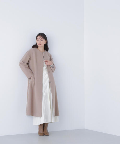 【NATURAL BEAUTY BASIC】ウールノーカラーコート【試着のみ】 NATURAL BEAUTY BASIC ノーカラーコート コート フォルムノー
