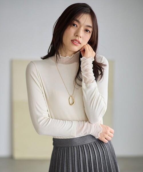 ANY（エニィ） tシャツ 「新色追加」シアーコンビタートル レディース