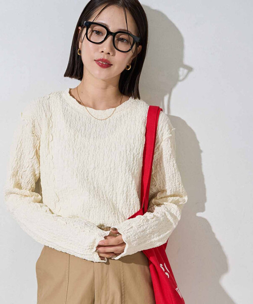 tシャツ 限定展開　カット シャーリング ポコポコ メロー デザイン ロングスリーブ Tシャツ レディース | FREAK'S STORE