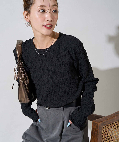 tシャツ 限定展開　カット シャーリング ポコポコ メロー デザイン ロングスリーブ Tシャツ レディース | FREAK'S STORE | 02