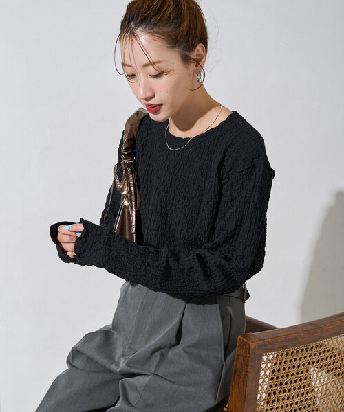 tシャツ 限定展開　カット シャーリング ポコポコ メロー デザイン ロングスリーブ Tシャツ レディース | FREAK'S STORE | 23