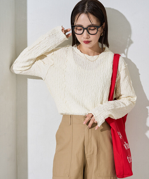 tシャツ 限定展開　カット シャーリング ポコポコ メロー デザイン ロングスリーブ Tシャツ レディース | FREAK'S STORE | 19