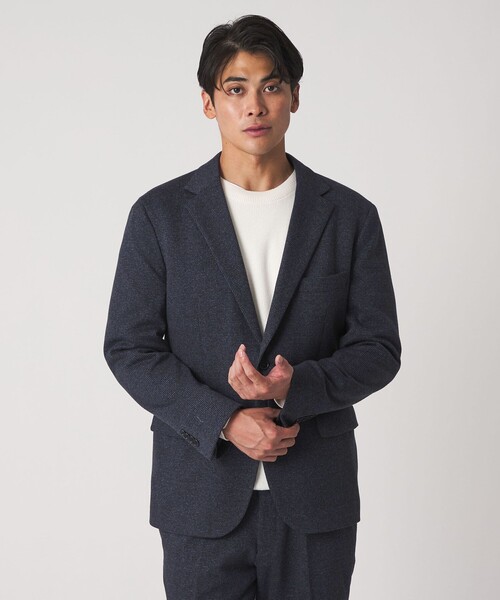 【NAVY】メランジ ジャージーチェック 2ボタン ジャケット-セットアップ対応-<A DAY IN THE LIFE> A DAY IN THE LIFE ジャケット テーラードジャケット メランジ