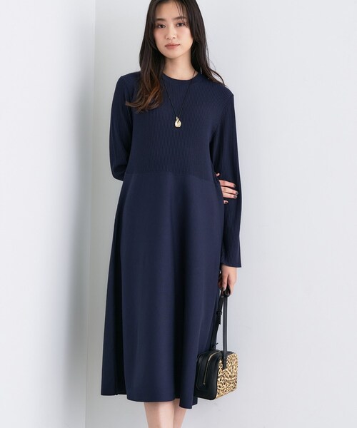 INDIVI（インディヴィ） ワンピース 「洗える／きれいめ」フレアニット