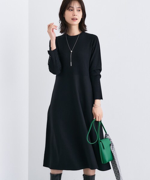 INDIVI（インディヴィ） ワンピース 「洗える／きれいめ」フレアニット