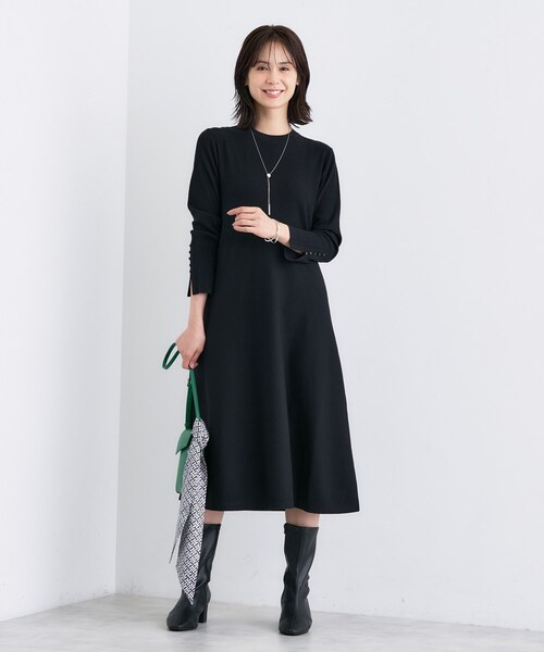 INDIVI（インディヴィ） ワンピース 「洗える／きれいめ」フレアニット