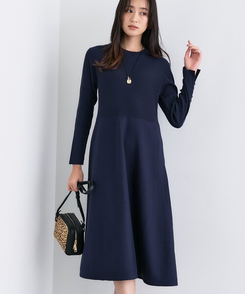 INDIVI（インディヴィ） ワンピース 「洗える／きれいめ」フレアニット