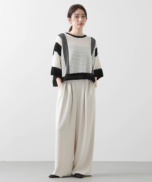 「Gready Brilliant」 「QTUME」半袖ニット FREE オフホワイト レディース_画像7