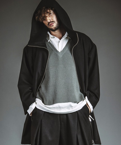 NO ID.（ノーアイディー） シャツ 「NO ID.」Docking Knit Big Shirt