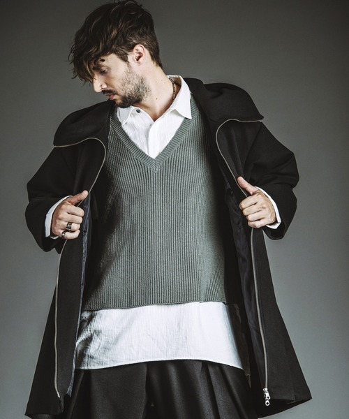 NO ID.（ノーアイディー） シャツ 「NO ID.」Docking Knit Big Shirt