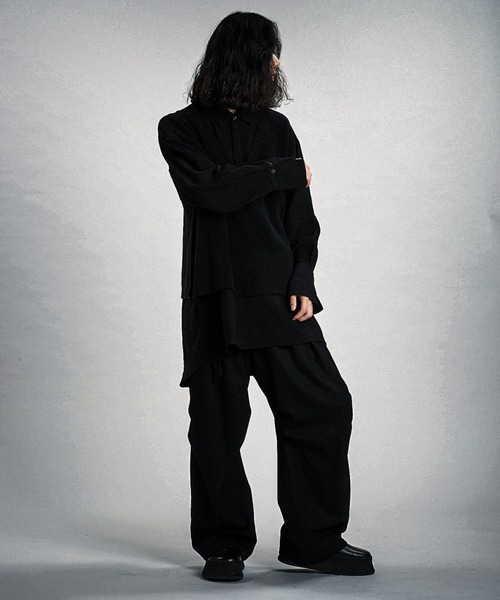 NO ID.（ノーアイディー） シャツ 「NO ID.」Docking Knit Big Shirt