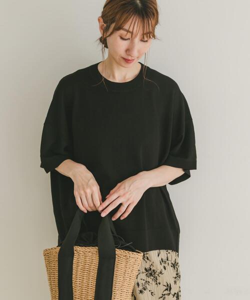 「ITEMS URBANRESEARCH」 半袖ニット FREE チャコールグレー レディース_画像2